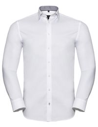 Tailliertes Herringbone Kontrast-⁠Hemd -⁠ Langarm