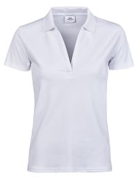 Damen-Luxus-Stretch-Poloshirt mit V-Ausschnitt